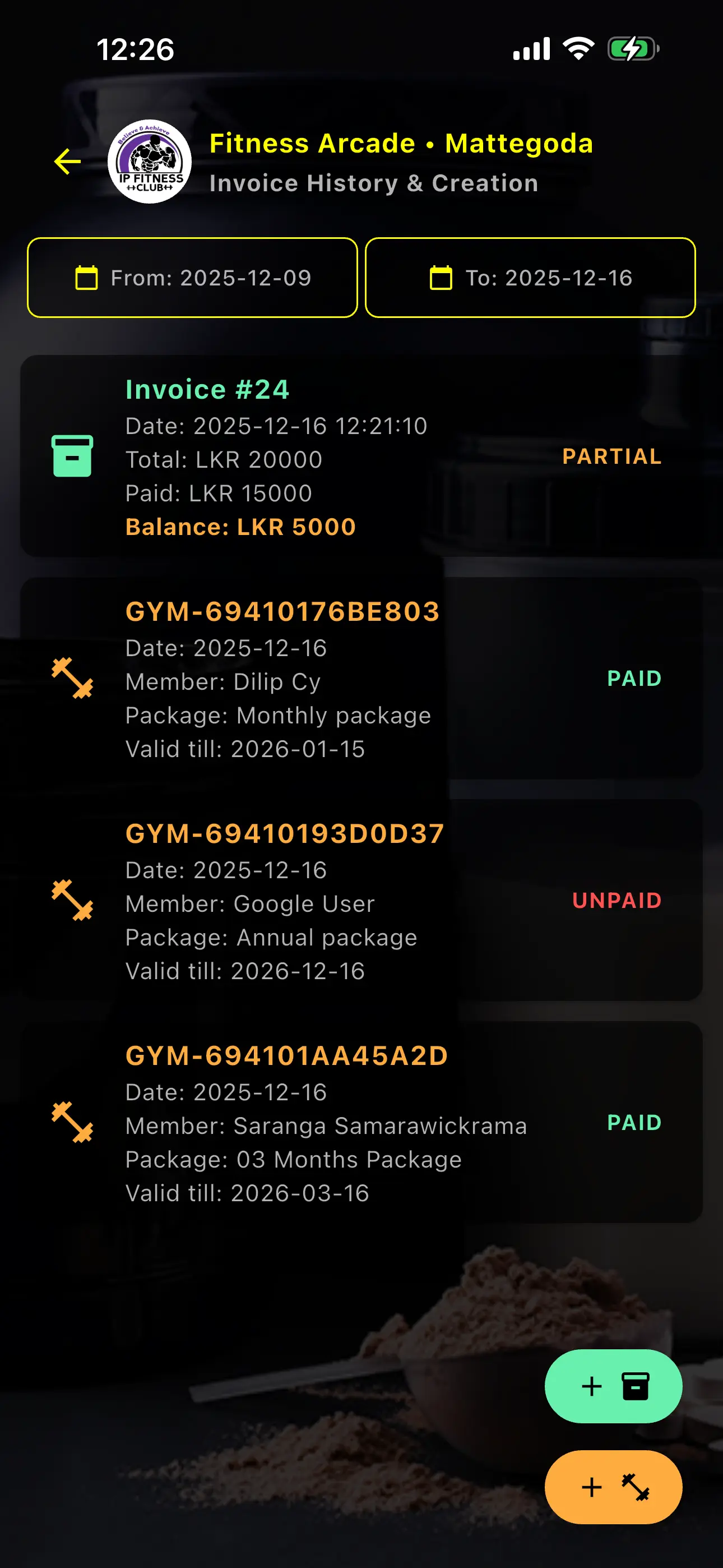 Gym Master App Screenshot