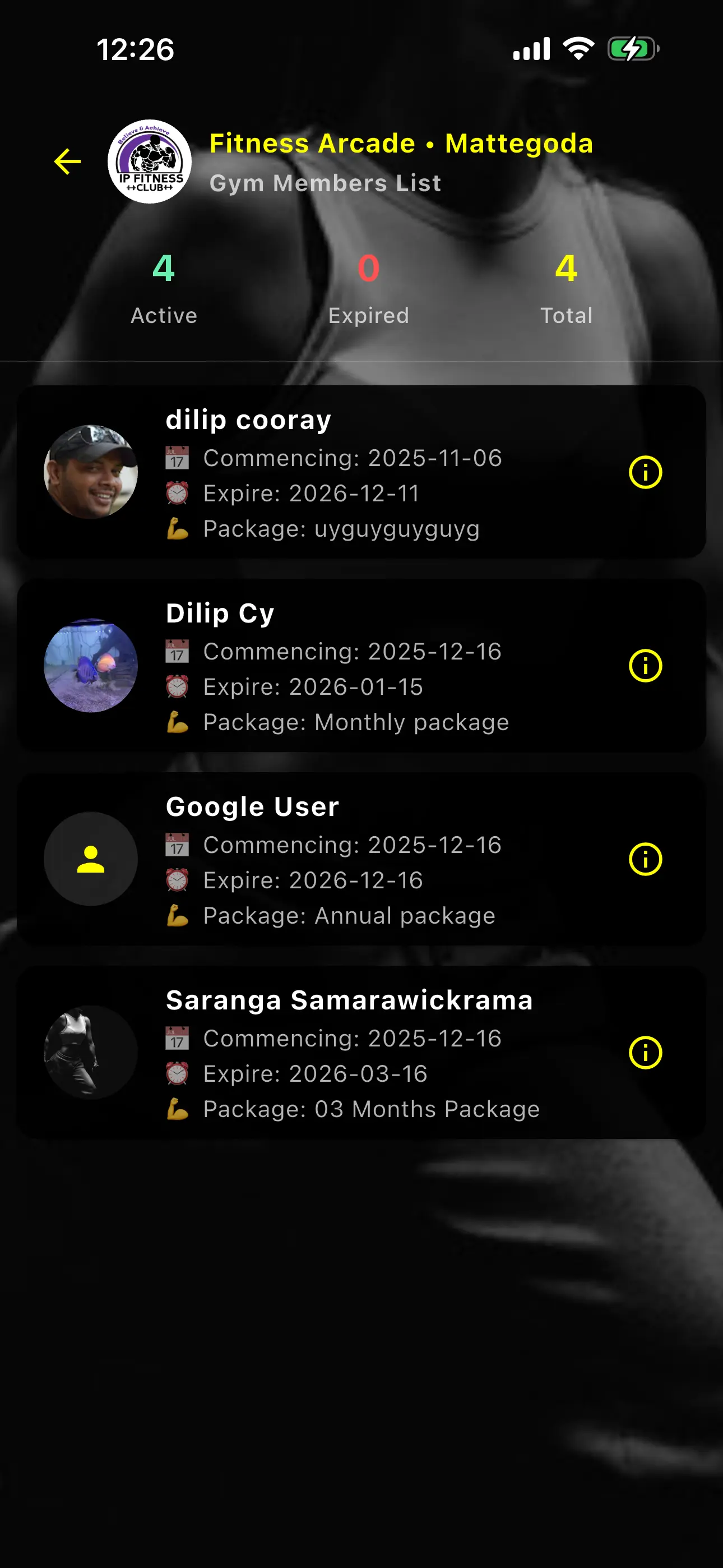 Gym Master App Screenshot